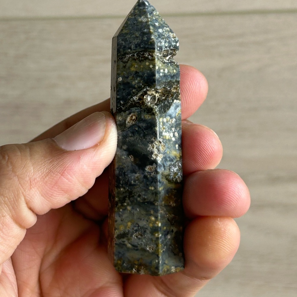 Green Ocean Jasper Tower, 3” long.